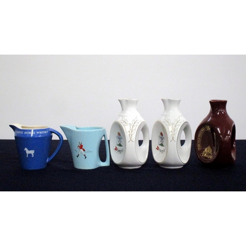 3 - A Selection of 5 Ceramic Whisky Water Jugs including White Horse, Dimple and Johnnie Walker