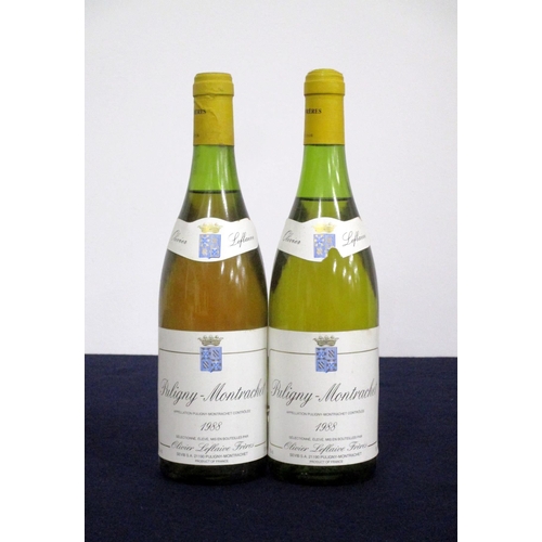 311 - 2 bts Puligny-Montrachet 1988 Olivier Leflaive Frères us, ms, sl torn labels