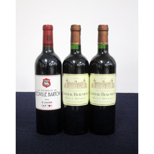 319 - 1 bt La Réserve de Léoville Barton 2015 St-Julien 2 bts Ch. Beaumont 2016 Haut-Médoc, Cru Bourgeois ... 