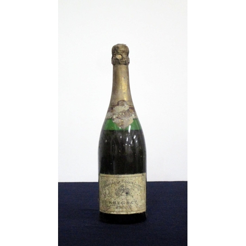 330 - 1 bt Krug Private Cuvée Champagne 1962, 21mm below neck label, ullaged- signs of seepage (leaking), ... 