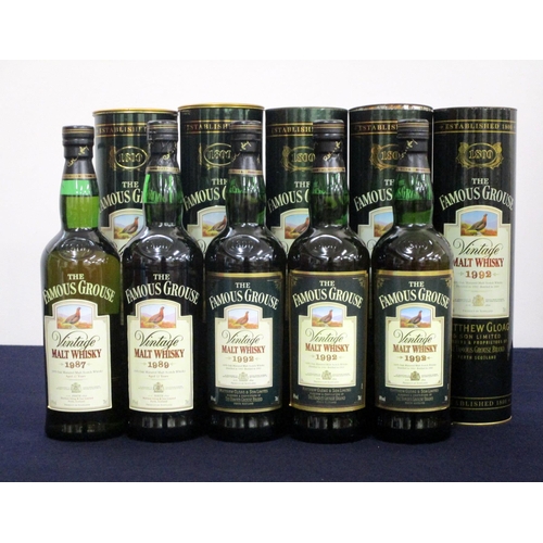 346 - 1 70-cl bt The Famous Grouse 12 YO Vintage Malt Scotch Whisky 1987 original tin 1 70-cl bt The Famou... 