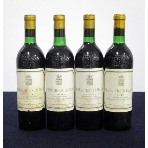 396 - 4 bts Ch. Pichon Lalande 1970 Pauillac, 2me Cru Classé 3 i.n, 1 ts, cdl stl