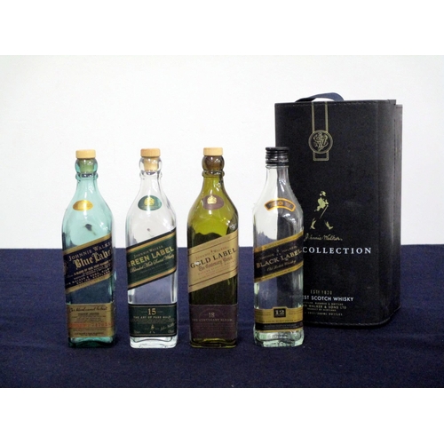 4 - 4 empty 20-cl Johnnie Walker Bottles (Gold label, Green label, Black Label and Blue label) in Johnni... 