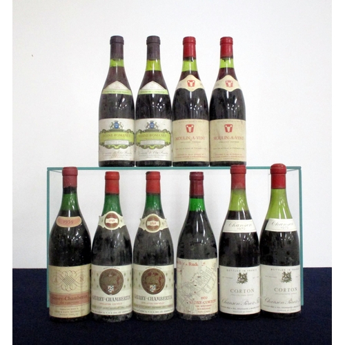 417 - 1 bt Gevrey-Chambertin Les Varoilles 1959 Imported by Army & Navy us, bs 2 bts Gevrey-Chambertin Auj... 