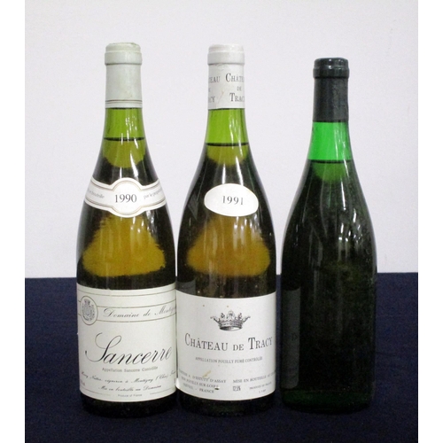 420 - 1 bt Sancerre 1990 Dom de la Montigny 1 bt Ch. de Tracy 1991 Pouilly Fumé, Controlée, vsl torn label... 