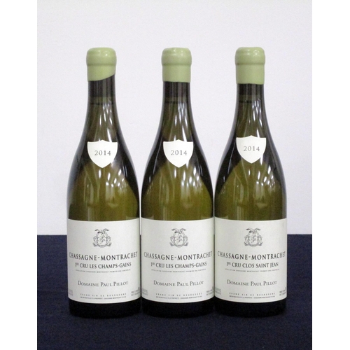 434 - 2 bts Chassagne-Montrachet 1er Cru Les Champs-Gains 2014 Dom Paul Pillot 1 bt Chassagne-Montrachet 1... 