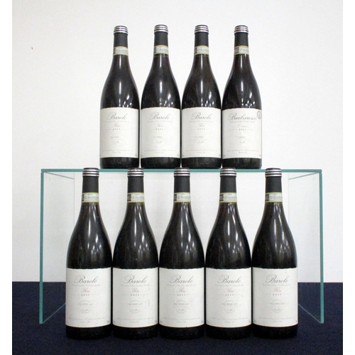 451 - 8 bts Barolo Flori 2011 Araldica bs 1 bt Barbaresco Corsini 2011 Above nine bottles