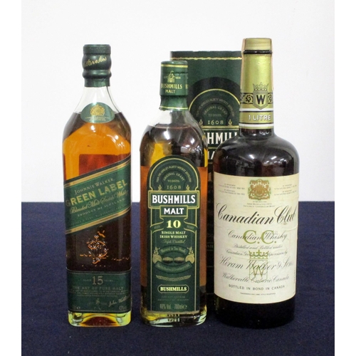 501 - 1 70-cl bt Johnnie Walker Green Label Whisky 15 YO 43% 1 70-cl bt Bushmills 10YO Single Malt Irish W... 