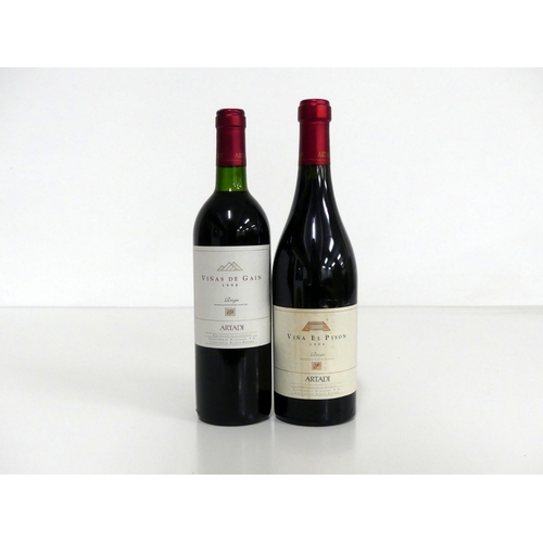 548 - 1 bt Artadi Viñas de Gain Rioja 1998 ts 1 bt Artadi Viña El Pison Rioja 1998 ts sl stl Above 2 bottl... 