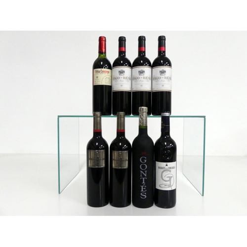 549 - 1 bt Viña Concejo Gigales Tinto Reserva 1998 us/ts 3 bts Pago Real Rioja 2001 2 i.n, 1 vts 2 bts Mus... 