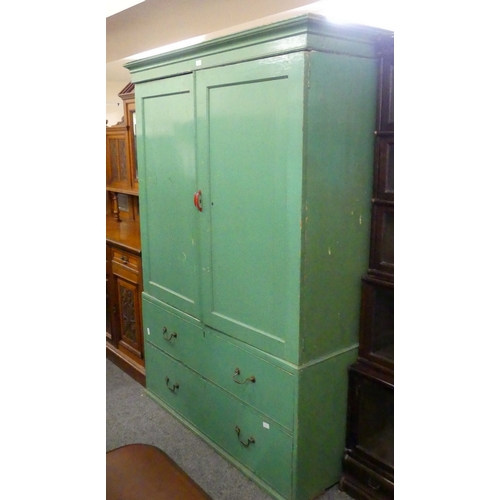 156 - A LINEN PRESS, GREEN PAINTED