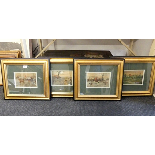 16 - A SET OF FOUR COLOURED PRINTS - HUNTING SCENES, GD ROWLANDSON