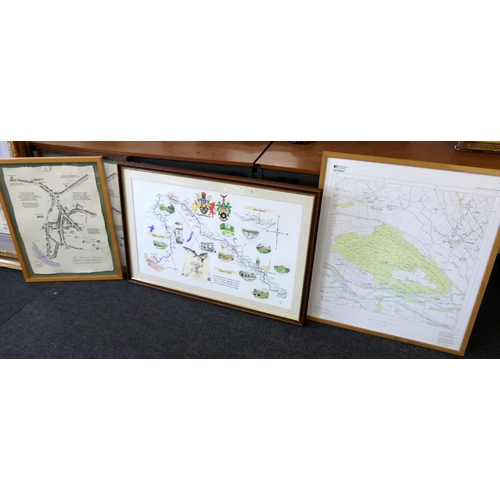 31 - TWO COLOURED PRINTS - THE ART HOUSE MAP OF CRICKHOWELL & ANOTHER OF THE USK FISHERIES, AND AN ORDNAN... 