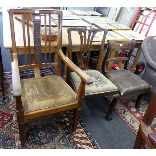 56 - AN OPEN ELBOW CHAIR & TWO SIDE CHAIRS (3)