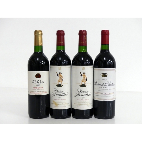 12 - 1 bt Ségla 1993 Margaux (2nd Wine of Ch. Rausan Ségla) vts, vsl stl 2 bts Ch. D'Armailhac 1995 Pauil... 