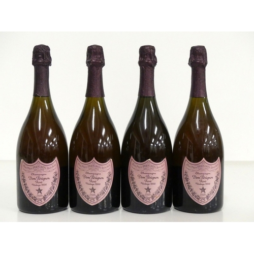 125 - 4 bts Dom Pérignon Rosé 2000 vsl bs, sl lifting to edge of labels