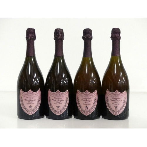 126 - 4 bts Dom Pérignon Rosé 2000 vsl bs, sl lifting to edge of labels