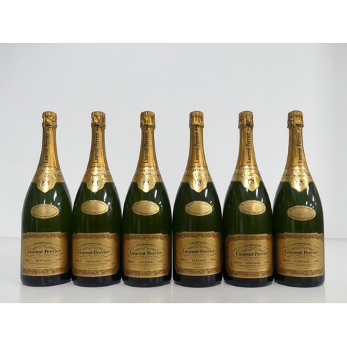 141 - 6 magnums Laurent Perrier Brut Vintage 1985 vsl bs, vsl oxidised foils