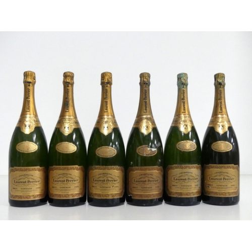 144 - 6 magnums Laurent Perrier Brut Vintage 1985 vsl bs, vsl oxidised foils