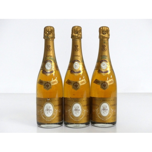 163 - 3 bts Louis Roederer Cristal Champagne 1990 sl bs, sl ntl, vsl oxidised foil