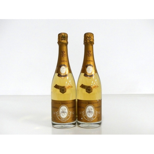 164 - 2 bts Louis Roederer Cristal Champagne 2006 sl bs, sl ntl, 1 vsl oxidised foil