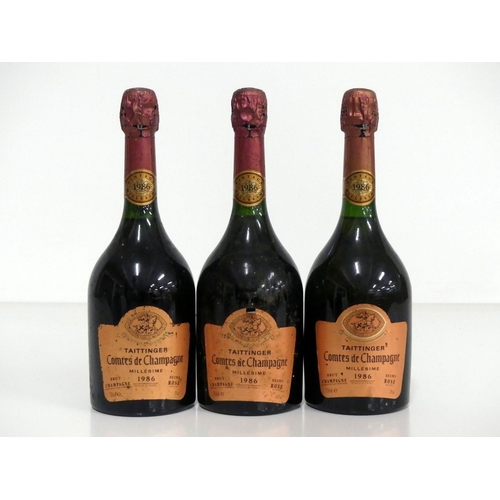 178 - 3 bts Taittinger Comtes de Champagne  Brut Rosé 1986 sl bs, sl faded labels