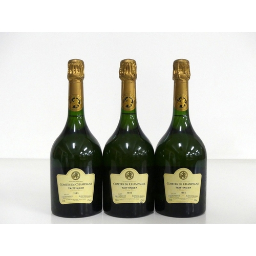 187 - 3 bts Taittinger Comtes de Champagne Blanc de Blancs 1995 1 vsl torn label