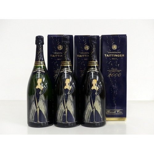 189 - 3 magnums Taittinger Grands Crus 'An 2000' Brut Limited Edition NV  ind oc  and original carton