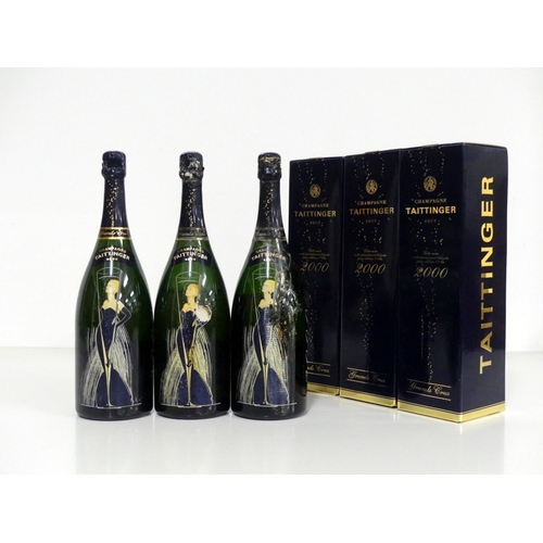 190 - 3 magnums Taittinger Grands Crus 'An 2000' Brut Limited Edition NV  ind oc (damaged) and original ca... 