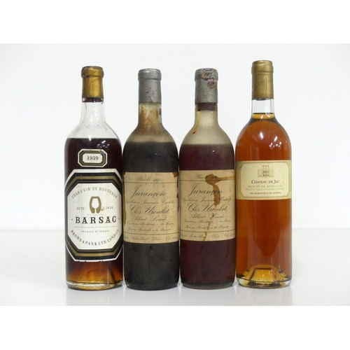 107 - 1 bt Barsac Grand Vin de Bordeaux 1959 Brown & Pank Ltd, London lms, sl foil damage 2 bts Jurançon U... 