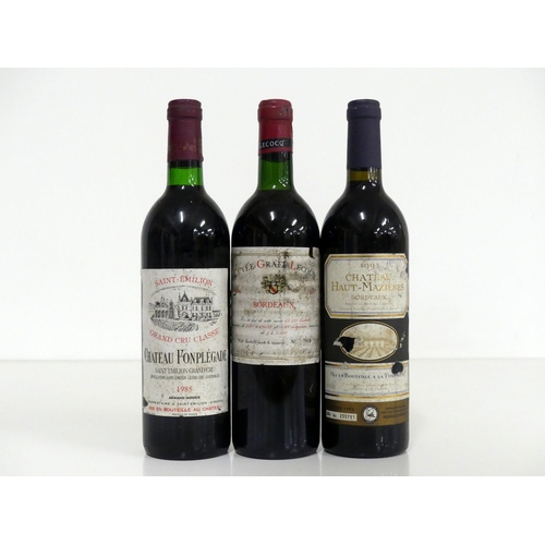 89 - 1 bt Ch. Fonplégade 1985 St Émilion Grand Cru vts, vsl bs, sl stl, vsl torn label 1 bt Cuvée Grafé L... 
