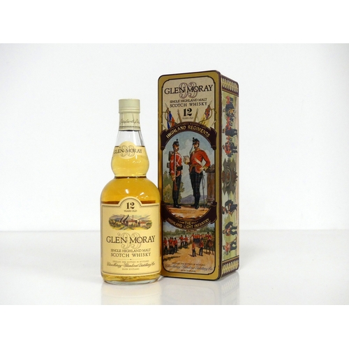 93 - 1 75-cl bt Glen Moray 12YO Single Highland Malt Scotch Whisky 40% Original Highland Regiments Tin ' ... 