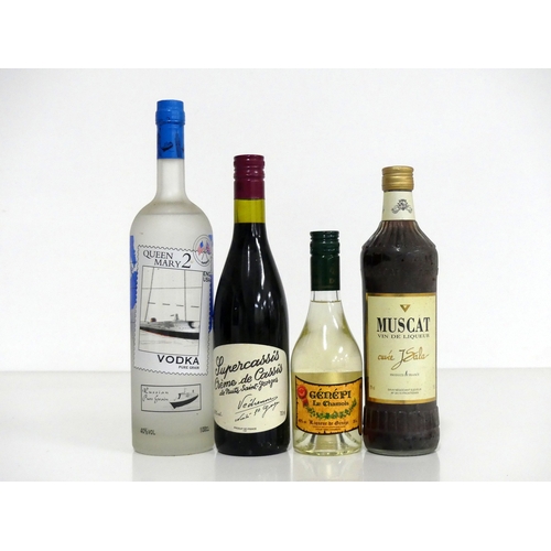 1076 - 1 litre bt Queen Mary 2 Pure Grain Vodka 40% 1 70-cl bt Supercassis Crème de Cassis de Nuits-Saint-G... 