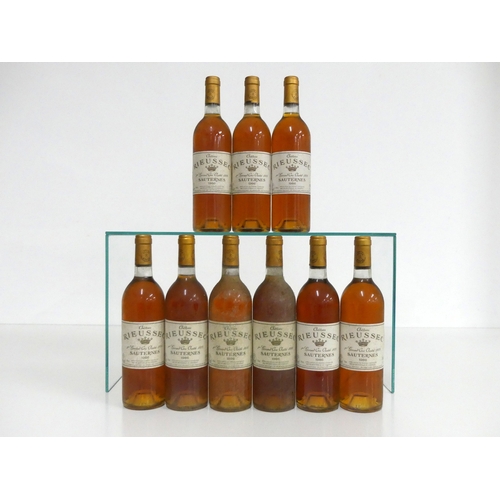 148 - 9 bts Ch. Rieussec 1986  Sauternes 1er Grand Cru Classé  7 i.n, 2 vts, bs