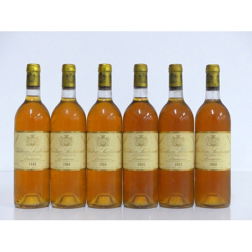 151 - 6 bts Suduiraut 1988 Sauternes 1er Cru Grand Cru Classé  i.n, sl bs