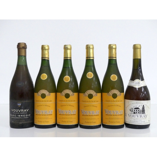 158 - 1 bt Vouvray Carte Noir 1947 Marc Brédif us/ts, bs 4 bts Vouvray Moelleux Selection 1989 Dom La Sabo... 