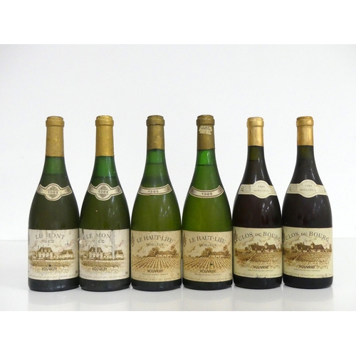 159 - 2 bts Vouvray Le Mont Sec 1983 S. A. Huet lms, bs. sl cdl 2 bts Vouvray Le Haut-Lieu Moelleux 1985 S... 