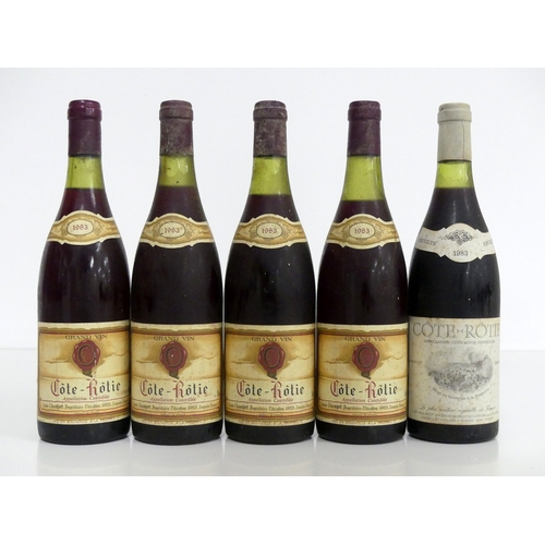 203 - 4 bts Côte-Rotie 1983 Emile Champet 2 ts, 1 us/ts, 1 us, bs 1 bt Côte-Rotie 1983 L. De Vallout ts, b... 