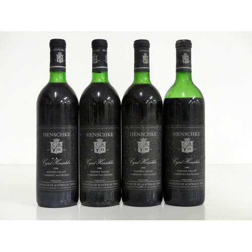 267 - 4 bts Henschke Cyril Henschke Cabernet Sauvignon 1986 Barossa Valley 2 ts, 1 us/ts, 1 ls, bs, 1 sl c... 