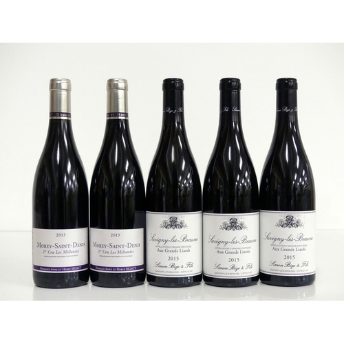 670 - 2 bts Morey-Saint-Denis 1er Cru Les Millandes 2013 Dom Anne et Hervé Sigaut 3 bts Savigny-Les Beaune... 