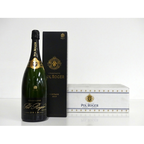 703 - 3 magnums Pol Roger Vintage Champagne 2015 oc + ind gift box