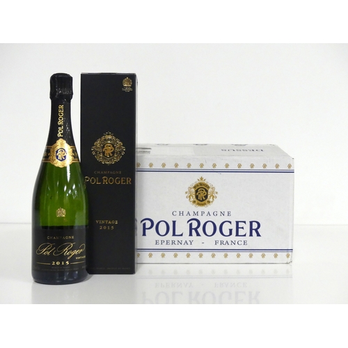 704 - 6 bts Pol Roger Vintage Champagne 2015 oc + ind gift box