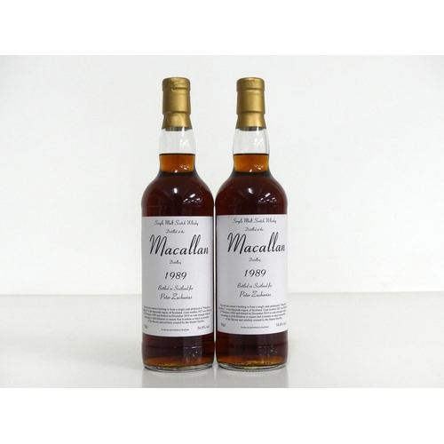 8 - 2 bts Macallan 1989 Single Malt Scotch Whisky 1989 bottled 2010 at cask strength 54.6% Private Owner... 