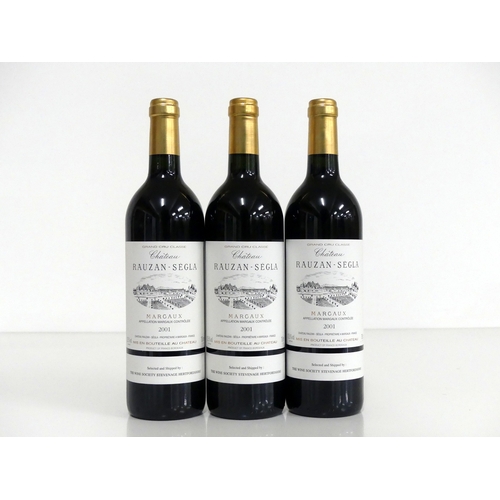 902 - 3 bts Ch. Rauzan Ségla 2001 Margaux Grand Cru Classé i.n, Wine Society shipping label