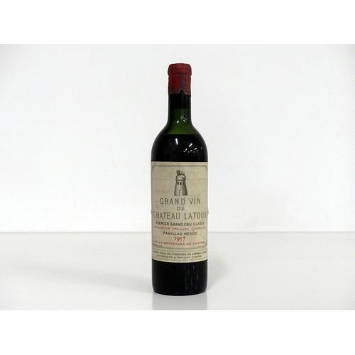 928 - 1 bt Ch. Latour 1957 Pauillac, 1er Cru Classé, lms/ms, vsl bs, aged label, vsl foil damage