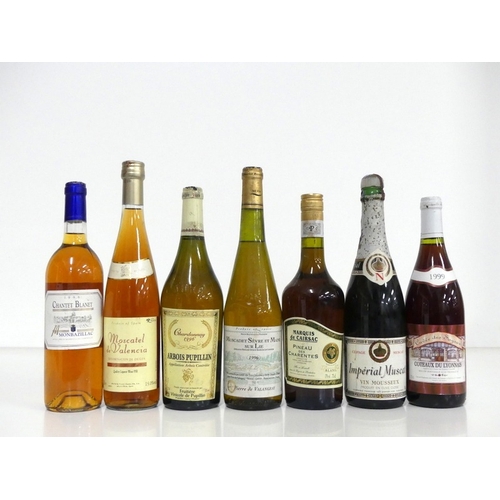 949 - 1 bt Chantet Blanet 1996 Monbazillac  i.n, vsl stl, vsl foil damage 1 bt Moscatel de Valencia NV Vin... 