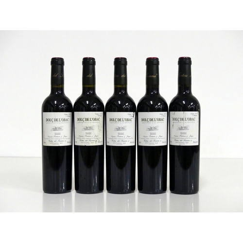 952 - 5 50-cl bts Dolc de L'Obac Priorat 2004 Costers del Siurana  vsl stl, 1 vsl torn label