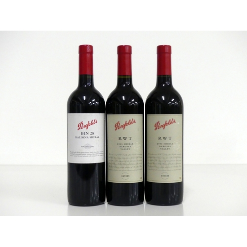 986 - 1 bt Penfolds Bin 28 Kalimna Shiraz 2002 i.n 2 bts Penfolds RWT Shiraz 2005 Barossa Valley i.n Above... 