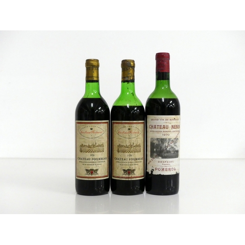 252 - 2 bts Ch. Fourreau 1970 Bordeaux ls, ls/lms, aged/sl stl,vsl foil damage 1 bt Ch. Nenin 1970 Pomerol... 