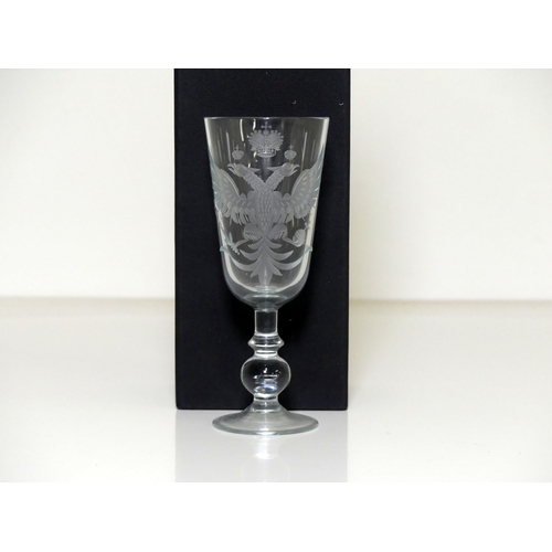 541 - A Finely Engraved Stem Glass, Heraldic Motif and Knopped stem